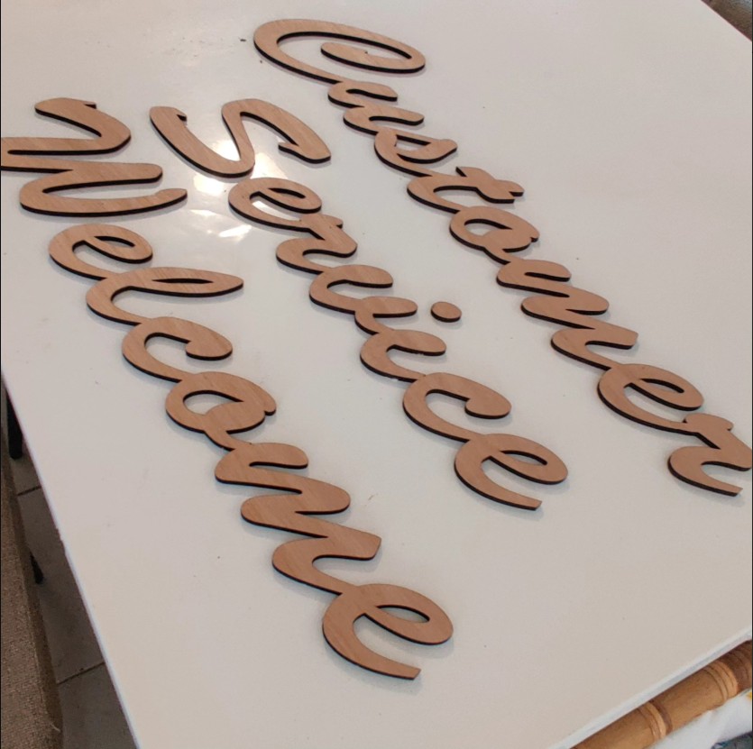 Welcome to Customer Service Sign: Custom rustic business signage